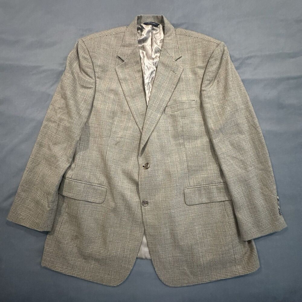 Brooks Brothers Blazer Mens 44R Brown Glen Plaid 100% Worsted Wool Sport Coat
